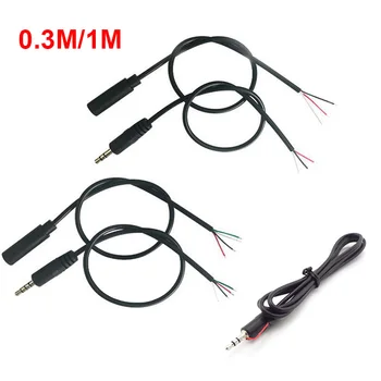 0,3 M 1 M-Audio Predlžovací Kábel 3,5 mm 3 Kolík 4 Pin Samec Samica Konektor adaptéra Aux Hlavu Line 3,5 mm Stereo DIY Kábel Jadro Drôtu L1