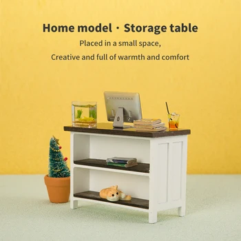 1:12 domček pre bábiky Miniatúrne Dvojvrstvové Skladovanie Stôl Mini Nábytok Model Obývacia Izba DIY Scény, Dekorácie, Hračky