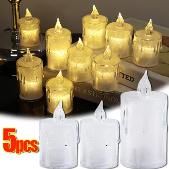 1/5 KS sviečkach Flameless LED Transparentné Plačlivá Akryl Elektronické Sviečky Lampy, Narodeniny, Svadobné Dekorácie, Nočné Svetlá