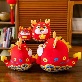 1 ks 12 cm Dragon Plyšové Závesné Plyšové Bábika 2024 Jarný Festival Dekorácie Čínskeho Zverokruhu Roztomilý Maskot Oblečenie pre Bábiku Detí Darček