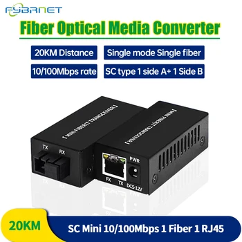 1 Pár 10/100M Simplex Mini Vlákniny Media Konvertor fibra Zrakového 20 KM SC konektor jednom Režime 155mbps Optických Vysielač