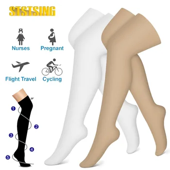 1 Pár Kompresné Ponožky Kolená Vysoké Kompresné Ponožky pre Ženy & Mužov Ponožky pre Beh, Cyklistiku,Atletický