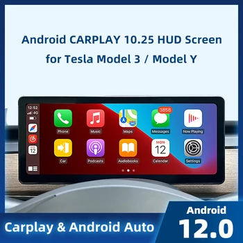 10.25 palcový Digitálny Panel Pre Tesla Model 3 Y Príslušenstvo Bezdrôtového pripojenia Apple Carplay Android Auto Head Up Display Android 12 HUD