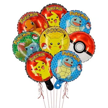 10 palcový Pokemon kruhové hliníková fólia balón pre deti narodeninovú oslavu Pikachu Squirtle cartoon loptu dieťa sprcha hračka darček