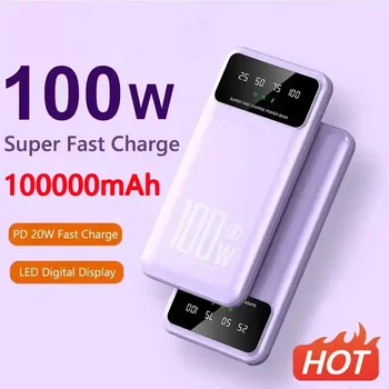 100000mAh 100W Super Rýchle Nabíjanie Power Bank Prenosné Nabíjačky Batérie Powerbank pre iPhone Huawei Samsung Nové