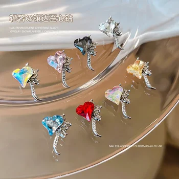 10Pcs Jedinečné Nechty Umenie Crystal Kamienkami v Tvare Srdca Prívesky Vzory Charms Zliatiny Crystal Nechtov Manikúra Prívesky, Šperky