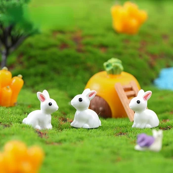 10PCS Roztomilý Mini Živice Zajačiky Miniatúrne Údaje 3D Malý Biely Králik Ornament Micro Krajiny domček pre bábiky Diy Dekorácie Remeslá
