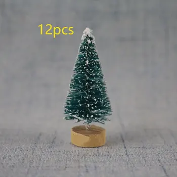 12PCS DIY Vianočný Stromček Malý Borovice Mini Stromy Umiestnené V Ploche Domova Vianočné Dekorácie Deti GiftsBlue-zelená