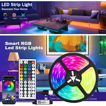 1m 3m 5m 10 m 20 m 30 m LED Pás Svetla RGB Pásky LED Svetlá pre Izba Dekor Bluetooth SMD5050 LED TV Podsvietenie, Farba Ľadu Svetlá