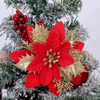 1Pc Vianočné Dekorácie Lesk Umelé Kvety pre Domova Vianočný Strom Prívesok Firmware Nový Rok Ozdoby Dodávky