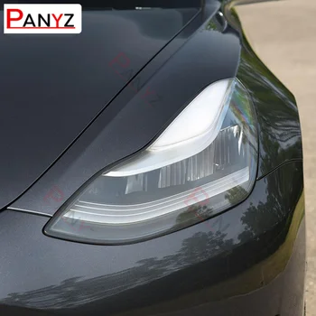 2 Ks Pre Tesla Model 3 X Y S Auto Svetlometu Dym Čierny Ochranný Film Ochrany Transparentné TPU Nálepky Anti-scratch