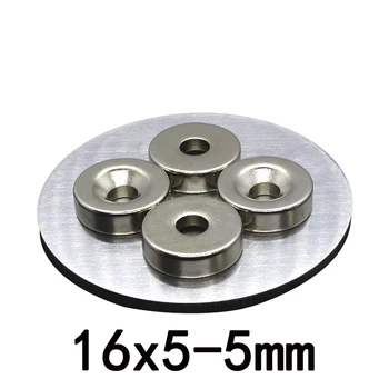 20/40/80 ks 16x5-5mm Neodýmu Magnety Disk 16*5 mm Otvor 5 mm s permanentným Magnetom Kolo Zápustnými Magnet