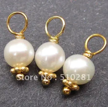 200pcs Prírodné Sladkovodné perly AAA+++ 7-8 mm Biela Farba Zistenia Pearl Prívesok Charms Pre DIY Šperky