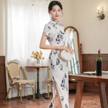 2023 Lete Maxi Cheongsam Vintage Módy Elegantné Hostiny, Párty Čínsky Štýl Tradičné Večerné Svadobné Šaty Qipao pre Ženy
