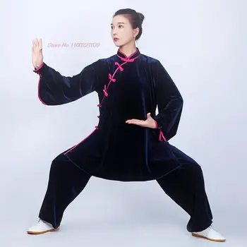 2024 chinse kungfu tai chi oblečenie bojových umení taijiquan wushu jednotné lepšiu velvet topy+nohavice nastaviť tai chi cvičenie oblečenie