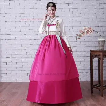 2024 tradičné kórejské vintage šaty národnej kvetinové výšivky tanečné šaty dávnych kórejský fáze výkonu kostým hanbok