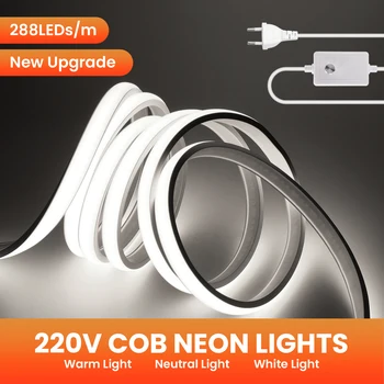 220V Stmievateľné COB LED Neon Pásy Light Dimmer Prepínač Power Kit Vysokou Hustotou 288LED/m Lineárne Osvetlenie Vodotesný IP68 Flex Páse s nástrojmi