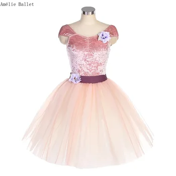 22508 Mimo Ramenný Tmavo Ružová Zamatový Živôtik Balet Tutu Romatic Balet Tutu pre Dievčatá a Ženy Fáze Výkonu Tanečné Šaty