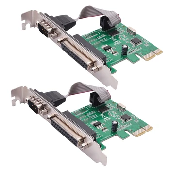 2X RS 232 RS-232 Sériový Port (COM & DB25 Tlačiareň Paralelný Port LPT PCI-E slot karty PCI Express Card Adaptér Konvertor