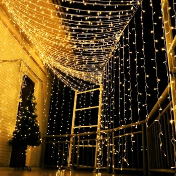 3MX3M LED Víla Garland String Opony svetlo Vianočné Lightsfor Dovolenku Svadobné Party Záhrade Nový Rok Dekorácie 110V 220V