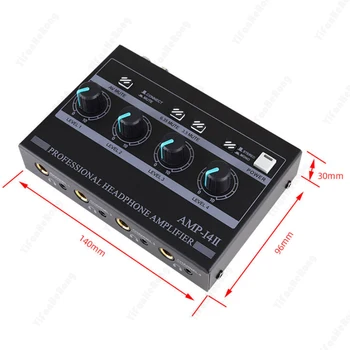 4-Kanál Mono/Stereo Audio sústava AMP Slúchadlový Zosilňovač s RCA & 3,5 mm & 6.35 mm Vstup pre Štúdio a Etapy 4-Kanál Mono/Stereo Audio sústava AMP Slúchadlový Zosilňovač s RCA & 3,5 mm & 6.35 mm Vstup pre Štúdio a Etapy 2