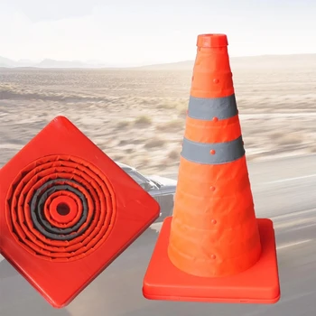 42cm Skladacie Bezpečnosť Cestnej premávky Výstražné Znamenie Návštevnosť Kužeľ Orange Reflexné Pásky
