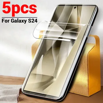 5/1Pcs Prednom Displeji Mäkké Hydrogel Fólia pre Samsung Galaxy S24 Ultra S 24 Plus S24Ultra 5G Smartphone Ochranný Film Kryt