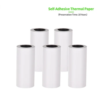 5 Kotúčoch Samolepiace Tepelný Papier, BPA-Free Biele Lepidlo na Papier, 57x30mm, Periférnych Papier