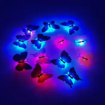 5 ks Farebné Svetelné Motýľ Nočné Svetlo Pasteable Led Motýľ Samolepky na Stenu Dekoratívnych DIY obývačková Stena Nálepky Svetlo