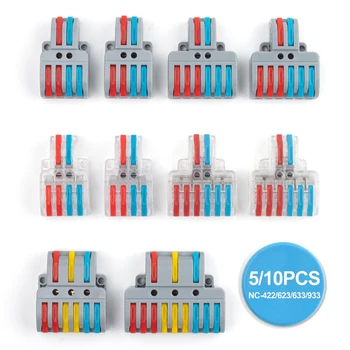 5 KS Vodič Multicolour Páky Push-in Elektrický Kábel Domov Konektory LED Spojovacej skrinke Univerzálny Kompaktný radovej