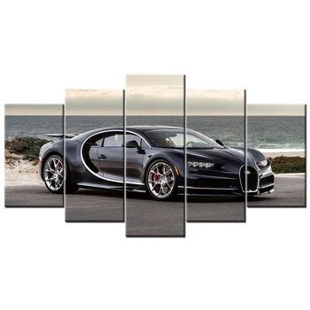 5 Kus Moderné Plátna Obrazov Wall Art Modulárny Obrázok Bugatti Chiron Supercar Plagát Domáce Dekorácie