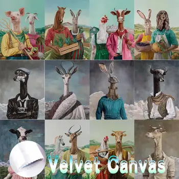 5D Velvet AB Diamond Maľovanie DIY Umenie Zvierat Ilustrácia Pán Krava A Miss Rbit Drahokamu Vykladané Výšivky Mozaiky Domova