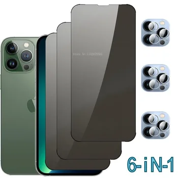 6 V 1 Proti Spy Tvrdeného Skla Pre IPhone 15 Pro Max 14 Plus 13 Pro Screen Protector Pre iPhone 12 Mini 11 Sklo Film