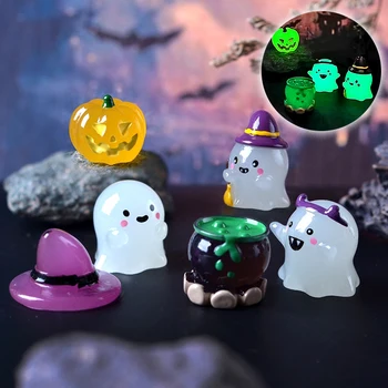 6Pcs/set Svietiace Halloween Ornament Cartoon Sprievodca Tekvica Lektvar Ghost Bábika Micro Krajiny Dekorácie domček pre bábiky Miniatúrne Hračky