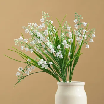 6Pcs Umelé Imitácie Bell Orchidea Kytice Falošné Kvet na Svadobný Stôl Strán, Vázy, Vianočné Girlandy Domova