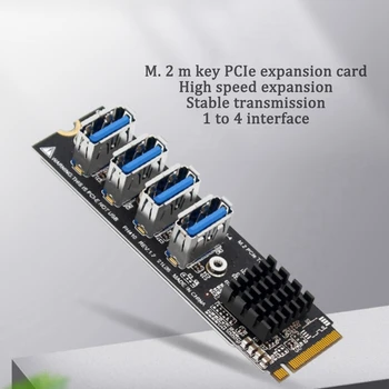 6X M. 2 M-Key Pcie rozširujúce Karty M. 2 Pci-E X1 4 Porte USB3.0 Grafická Karta Rozšírenie Adaptér ASM1184E M. 2 Adaptér