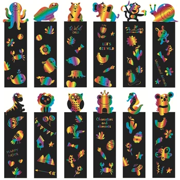 8sets Multifunkčné Darček k Narodeninám Poškriabaniu Umenie Záložku Pre Deti Strany So Stuhou Zvierat Štýl Rainbow Roztomilý Praktické DIY Plavidlá