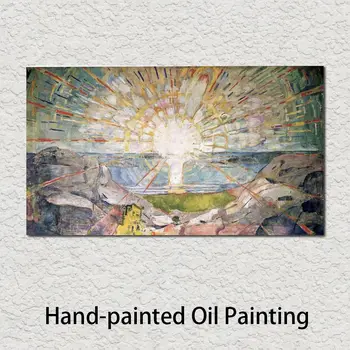 Abstrakt Krajiny Plátno Umenie Slnkom, ktoré Edvard Munch Ručné Maľovanie Moderný Olej Predloha pre Obývacia Izba Dekor Veľké Textúrou