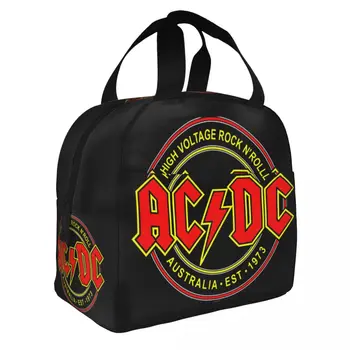 AC DC Rock Izolované Obed Tašky Thermal Bag Obed Kontajner Heavy metalu Nepresakuje Tote Lunch Box Outdoor