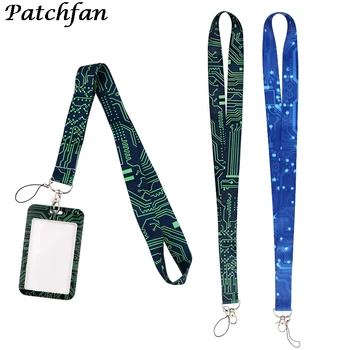 AD547 Patchfan Cartoon Technológie ozdobná šnúrka na uniforme Keychain tlačidlo Odznak Mobilný Telefón Lana, Lano S Držiteľom Karty Kryt