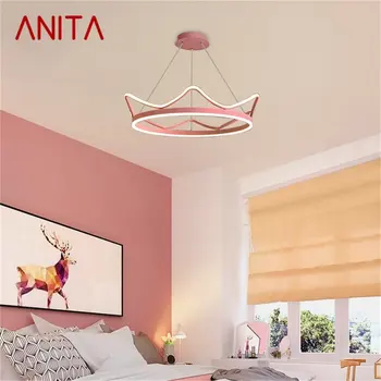 ANITA Nordic Prívesok Svetlá Ružová Koruny Moderné Luxusné LED Svietidlo Svietidlo Pre Domáce Dekorácie