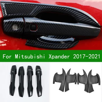 black Carbon fiber vzor auto strane kľučky misa, Kryt, Výbava Pre Mitsubishi xpander 2017 2018 2019 2020 2021