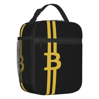 Blockchain Digitálnej Meny Bitcoin Izolované Obed Tote Taška Pre Ženy BTC Prenosné Tepelné Chladnejšie Bento Box Práce Školy Cestovanie