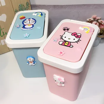 Cartoon Hello Kitty Koša Roztomilý Kawaii Domácnosti Veľké Stlačte Flip Wastepaper Kôš Kuchyňa Módne Tvorivé Úložný Box