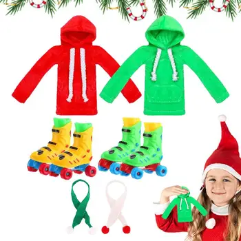 Christmas Elf Rekvizity 6pcs Bábika Kostým Auta Christmas Elf Outfit Dressup Vianočný Večierok Láskavosti Darčeky Pre Deti Vnučky