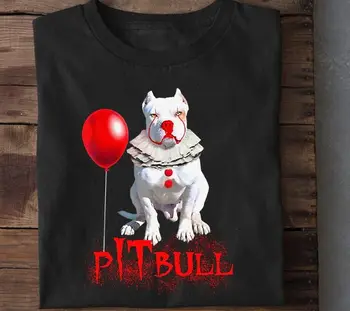 Cool Halloween Pitbull Psa T-shirt, Pitbull Holding Balón, Darček Pre Psov Milujú dlhé rukávy