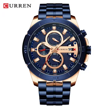 CURREN Nové Luxusné Značky Quartz Hodinky Športový Mužov Náramkové hodinky z Nerezovej Ocele Hodiny Muž Bežné Chronograf Hodinky Relojes