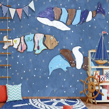 Delfíny a Veľryby Zábava Tapety pre Dieťa Miestnosť 3d Troch-dimenzionální detskej Izby Pozadí Steny Papiere Domova nástenná maľba