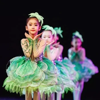 Detské latinskej tanca jasmine tanečné predstavenie kostým dievča Pengpeng sukne perlinkové tkaniny sukne výkon detí kostým