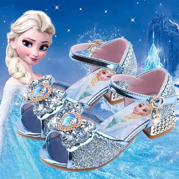 Dievča topánky Sandále Mrazené Elsa Princezná Topánky Móda Dievčatká Crystal Topánky Detí, Vysoké Podpätky Sandále Dieťa dievča sandál